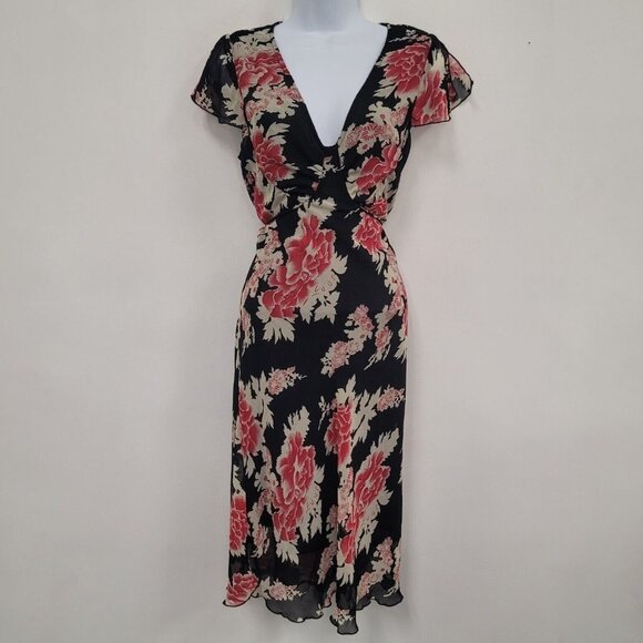 April Why Not Womens Y2K Babydoll Midi Dress Size M Sheer Floral Fairy Grunge - Picture 1 of 11